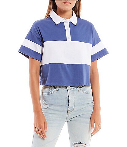 Moa Moa Cropped Colorblock Polo Rugby Shirt