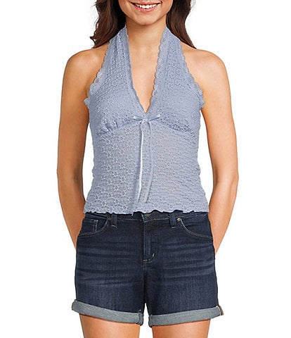 Moa Moa Halter V-Neck Bow Front Top