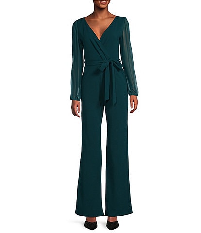 Moa Moa Mesh Long Sleeve Wide Leg Jumpsuit