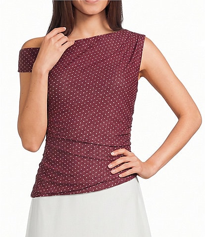 Moa Moa Mesh Polka Dot Asymmetrical Top