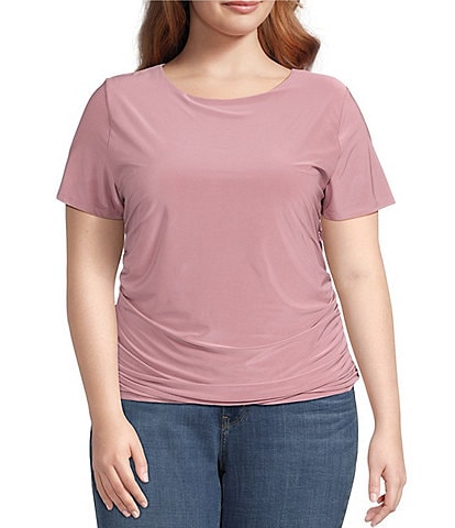 Moa Moa Plus Size Cinched Waist Short Sleeve T-Shirt