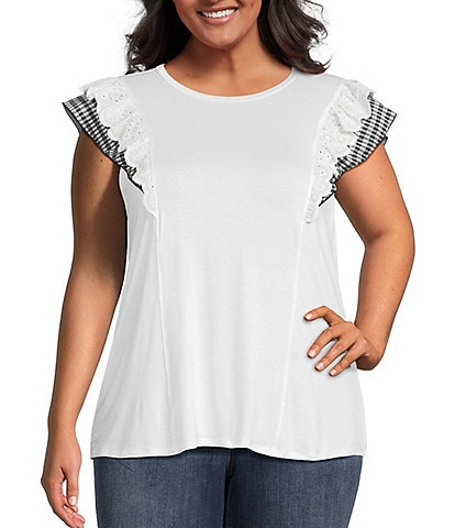 Moa Moa Plus Size Ruffle Sleeve Top