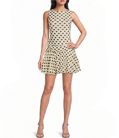 Moa Moa Polka Dot Mesh Side Tie Dress