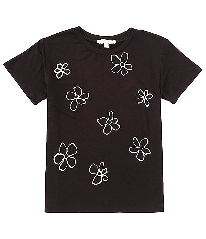 Moa Moa Big Girls 7-16 Short Sleeve Flower Oversized Graphic T-Shirt