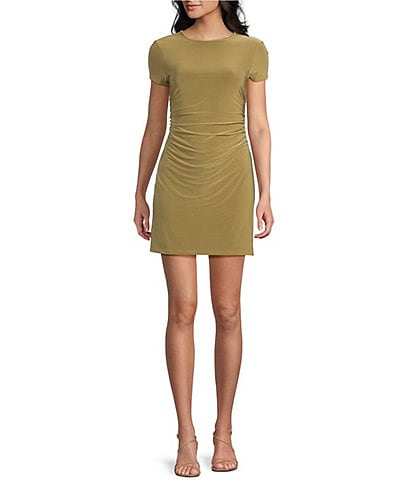 Moa Moa Short Sleeve Side Cinched Dress