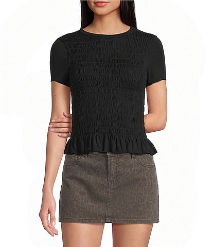 Moa Moa Smocked Bodice Short Sleeve Top