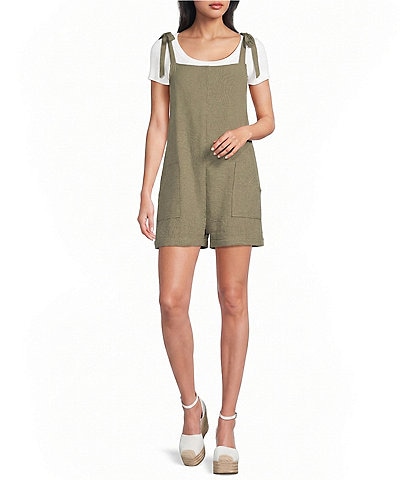 Moa Moa Square Neck Tie Shoulder Romper