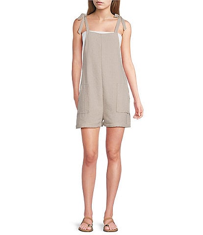 Moa Moa Square Neck Tie Shoulder Romper