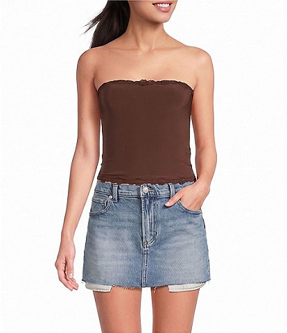 Moa Moa Strapless Lace Trim Top