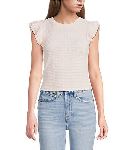 Moa Moa Striped Ruffle Sleeve Top