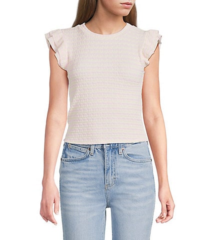 Moa Moa Striped Ruffle Sleeve Top