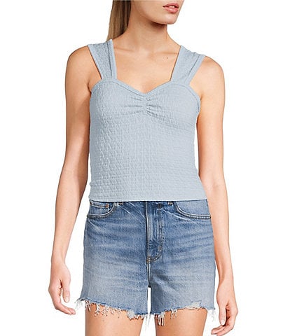Moa Moa Sweetheart Neck Cinch Front Tank Top