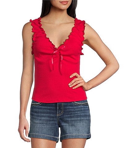 Moa Moa V-Neck Cinched Front Tank Top