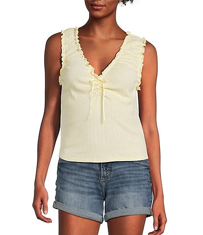 Moa Moa V-Neck Cinched Front Tank Top