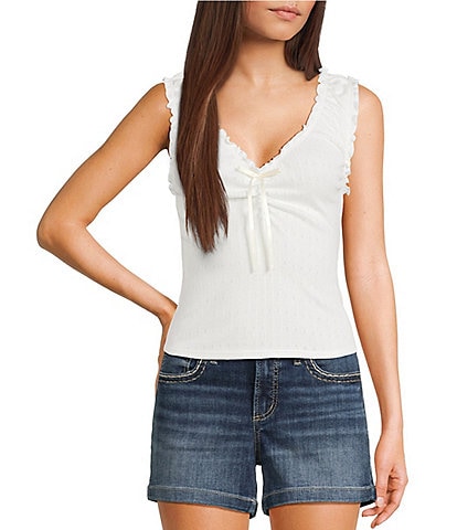 Moa Moa V-Neck Cinched Front Tank Top