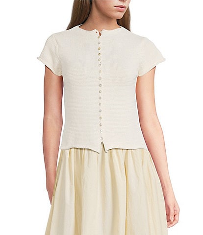 Mod Ref Button Front Short Sleeve Cardigan