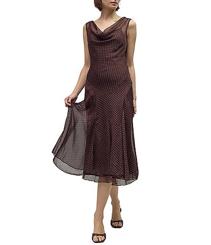 Mod Ref Chiffon Polka Dot Midi Dress