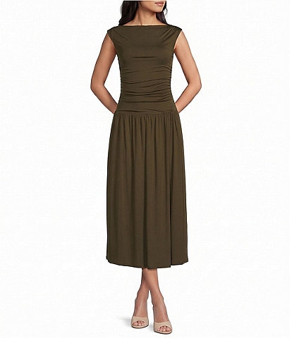 Mod Ref Dropwaist Ruched Maxi Dress