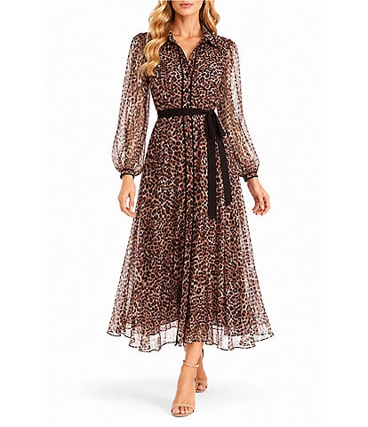 Moda Tara Animal Print Button Front Midi Dress