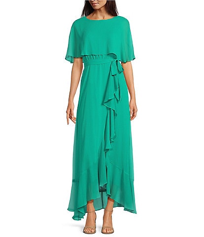 Moda Tara Boat Neck Tie Waist High-Low Hem Wrap Dress