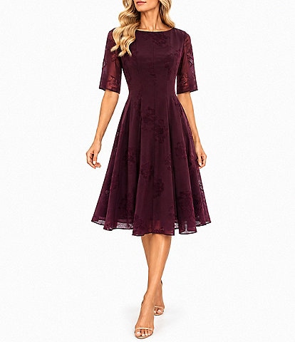 Moda Tara Embossed Print Midi Dress
