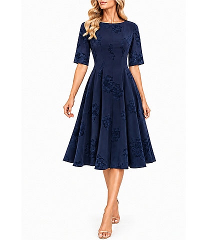 Moda Tara Embossed Print Midi Dress