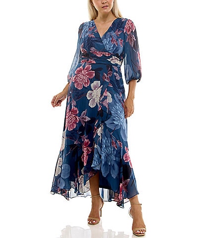 Moda Tara Plus Size Chiffon Floral Print Maxi Dress