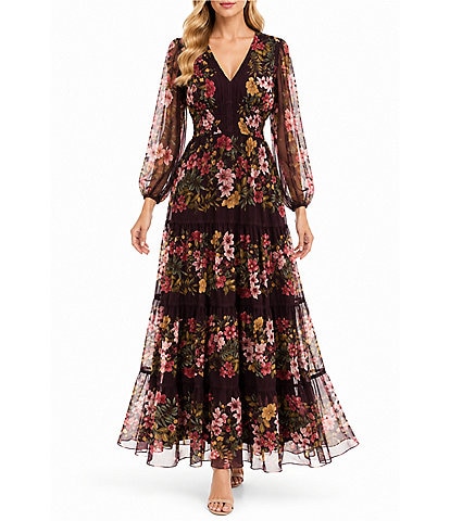 Moda Tara Printed Chiffon V-Neck Tiered Dress