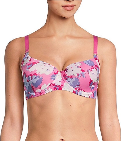 Modern Movement 3D Curves Full-Busted Contour Wire U-Back Blurred Floral Print BFF T-Shirt Bra