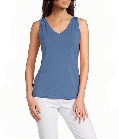 Modern Movement Reversible V-Neck Scoop Back Everyday Crepe Tank