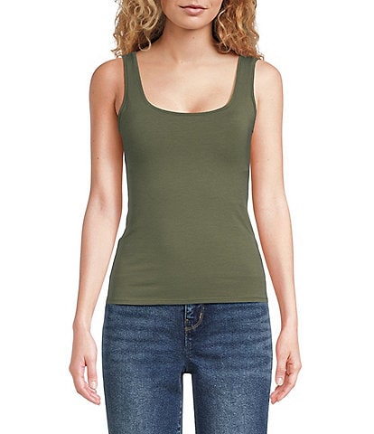 Modern Movement Sleeveless Scoop Neck Step In Tank Top