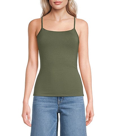 Modern Movement Step-In Sleeveless Square Neck Shelf-Bra Cami