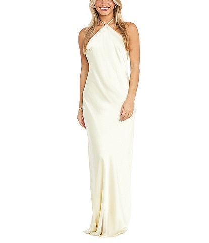 Morgan & Co. Satin Halter Neck Long Dress