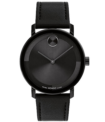 Movado Bold Men's Evolution 2.0 Quartz Analog Black Leather Strap Watch