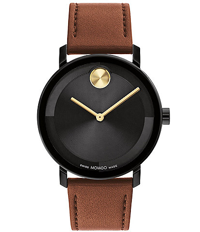 Movado Bold Men's Evolution 2.0 Quartz Analog Cognac Leather Strap Watch