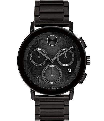Movado Bold Men's Evolution 2.0 Quartz Chronograph Black Tone Stainless Steel Bracelet Watch