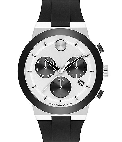Movado Bold Men's Fusion Quartz Chronograph Black Silicone Strap Watch
