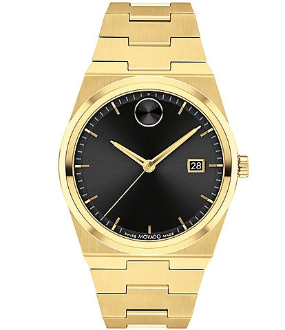 Movado Bold Men's Quest Quartz Analog Gold Tone Stainless Steel Bracelet Watch
