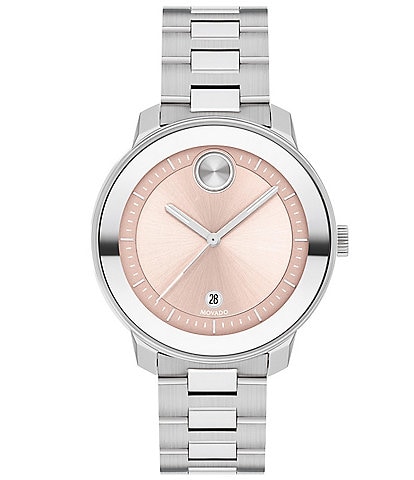 Movado Bold Women's Pink Quartz Analog Stainless Steel Bracelet Watch