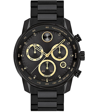 Movado Men's Bold Quartz Chronograph Black Stainless Steel Bracelet Watch