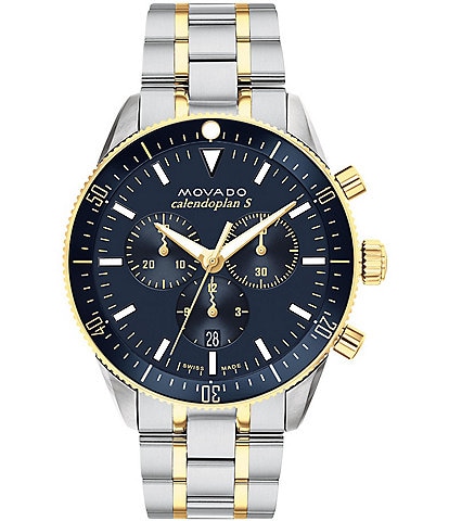 Movado Men's Heritage Quartz Chronograph Navy Dial Two Tone Stainless Steel Bracelet Watch