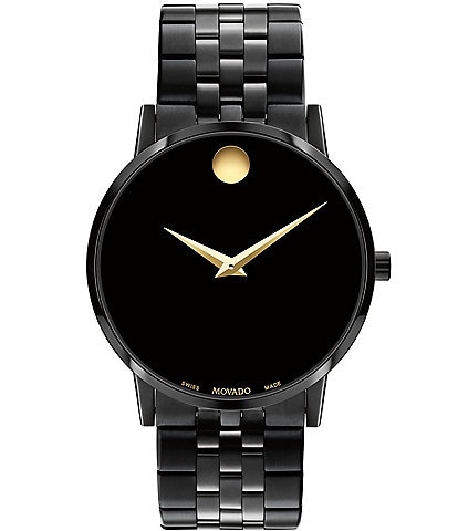 Movado Men's Museum Classic Quartz Analog Black Stainless Steel Bracelet Watch