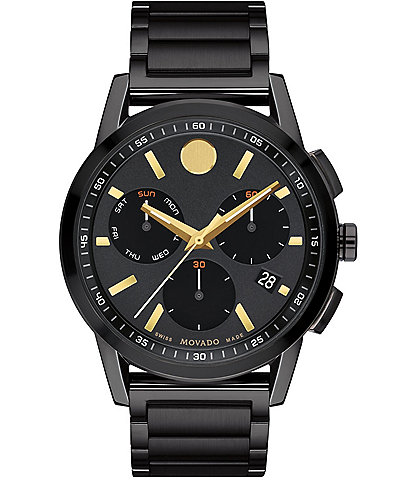 Movado Men's Museum Sport Chronograph Black Stainless Steel Bracelet Watch