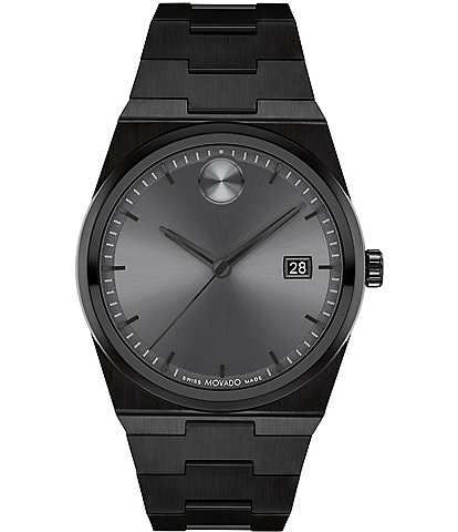 Movado Men's Quest Quartz Analog Black Plated Stainless Steel Bracelet Watch