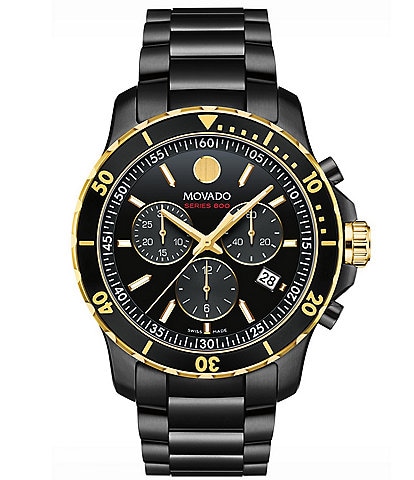 Movado Men's Series 800 Quartz Chronograph Black Stainless Steel Bracelet Watch