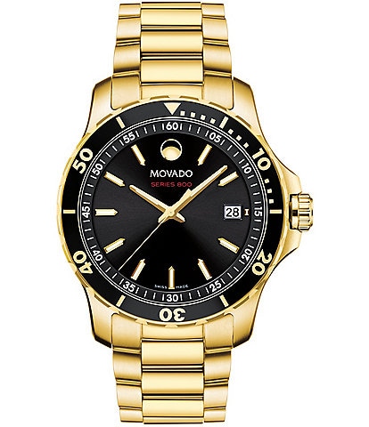 Movado Series 800 Gold-Tone Swiss Quartz Analog Movement Watch