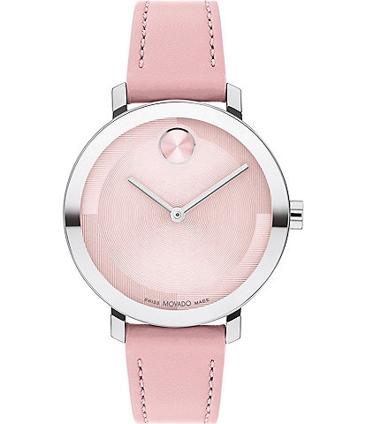 Movado Women's Bold 2.0 Quartz Analog Pink Leather Strap Watch