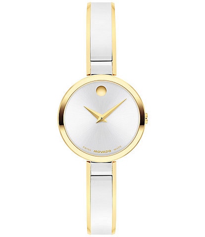 Movado Women's Moda Quartz Analog Stainless Steel and Yellow PVD Bangle Bracelet Watch