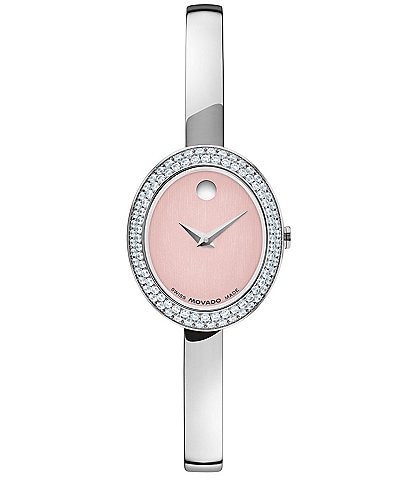 Movado Women's Museum 21.5mm Rhinestone Quartz Analog Stainless Steel Bangle Watch
