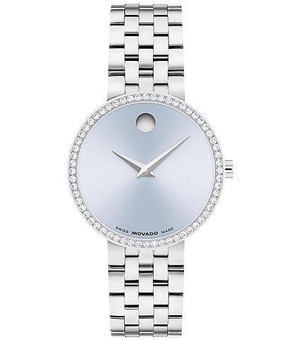 Movado Women's Museum Classic Lab Grown Diamond Bezel Quartz Analog Stainless Steel Bracelet Watch